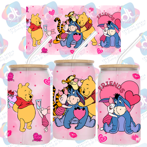 WINNIE THE POOH 16oz FROSTED LIBBEY GLASS TUMBLER