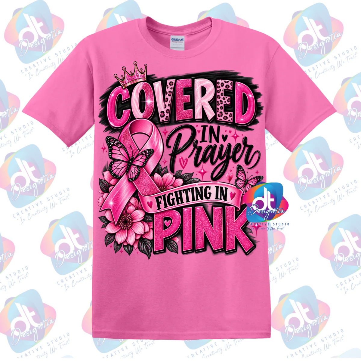 COVERED IN PRAYER BREAST CANCER AWARENESS TEE