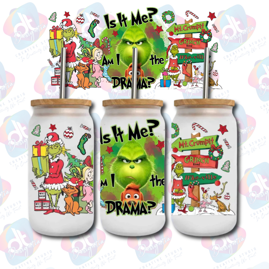 16oz LIBBEY GLASS WRAP DIGITAL DESIGN - AM I THE DRAMA?