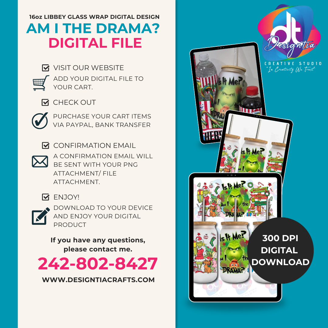 16oz LIBBEY GLASS WRAP DIGITAL DESIGN - AM I THE DRAMA?
