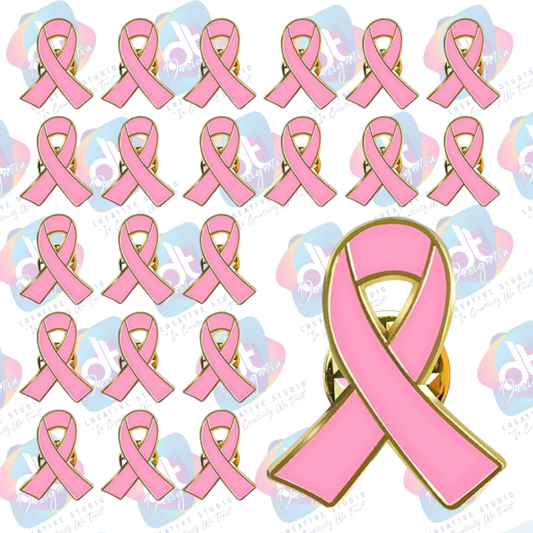 BREAST CANCER PIN WITH GOLD BACK