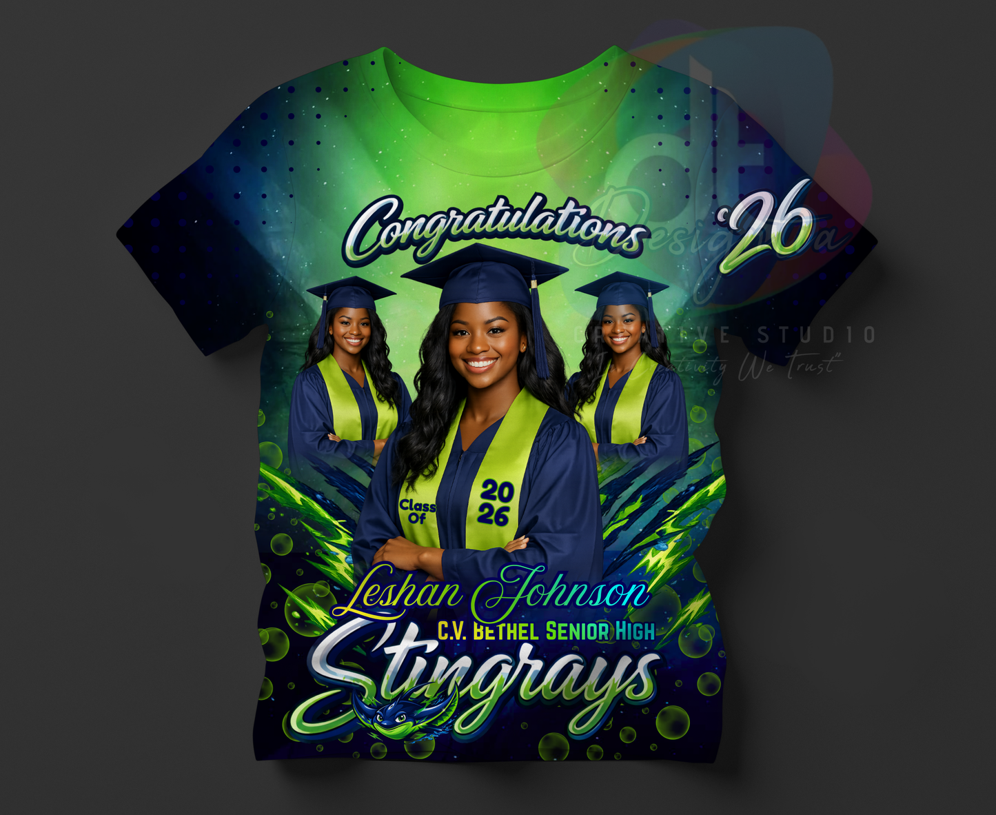 STINGRAYS 3D GRAD DESIGN (TEMPLATE & MOCKUP INCL)