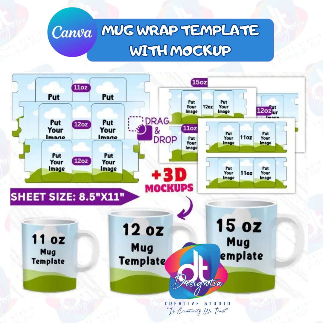 11OZ, 12OZ & 15OZ MUG TEMPLATE AND MOCKUP BUNDLE
