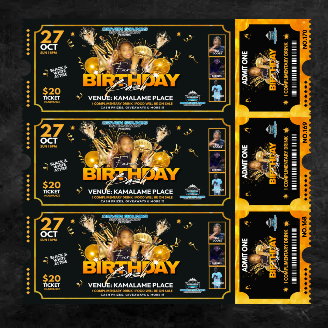 200 HIGH QUALITY PRINT TICKETS - DESIGN INCLUDED