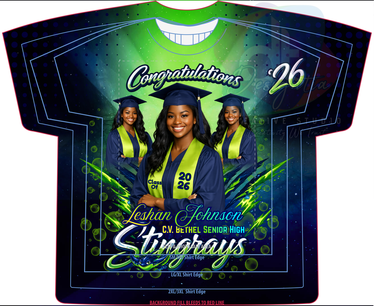 STINGRAYS 3D GRAD DESIGN (TEMPLATE & MOCKUP INCL)