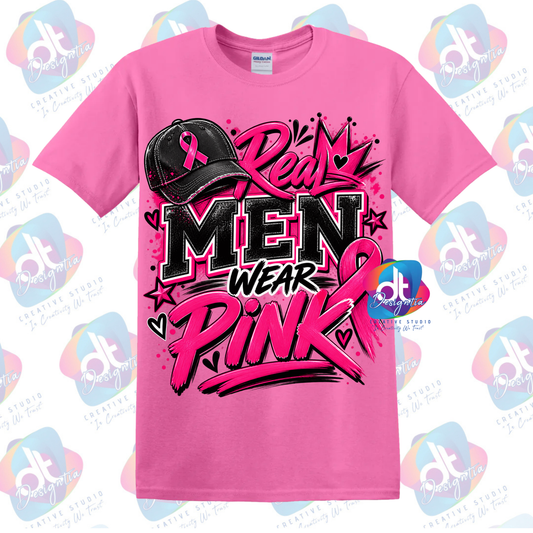 REAL MEN WEAR PINK BREAST CANCER AWARENESS TEE