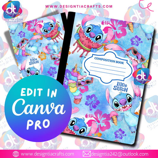 LILO & STITCH EDITABLE BOOK COVER (1 DESIGN INCLUDED)