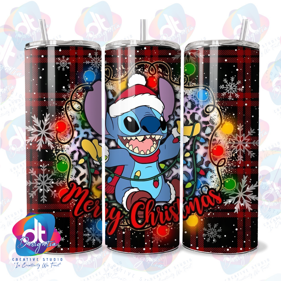 LILO & STITCH PLAID XMAS TUMBLER 20oz