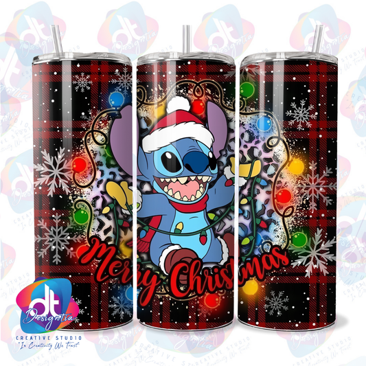 LILO & STITCH PLAID XMAS TUMBLER 20oz