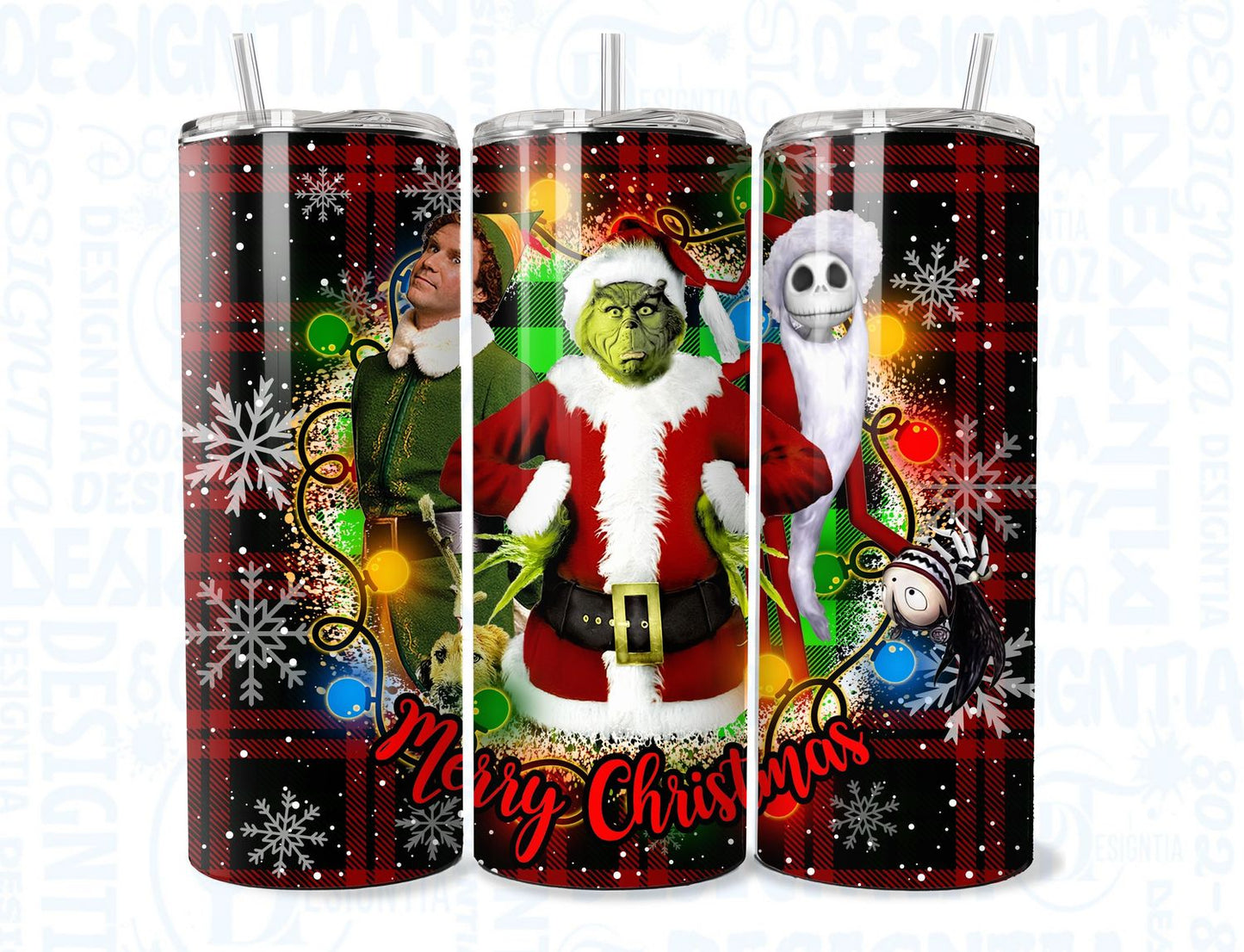 20oz MERRY XMAS GRINCH PLAID TUMBLER