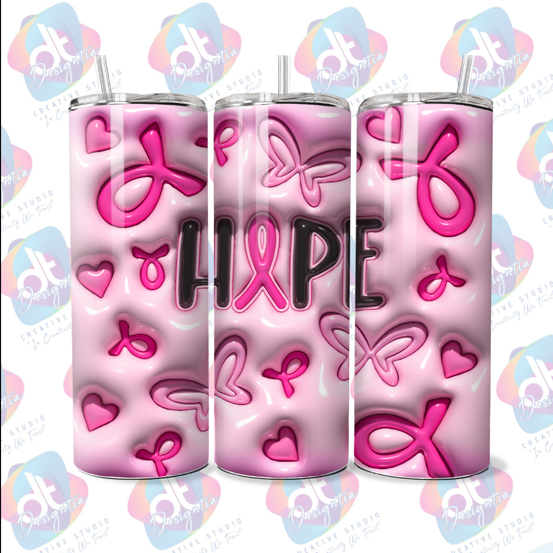 20oz BREAST CANCER 3D PUFF TUMBLER