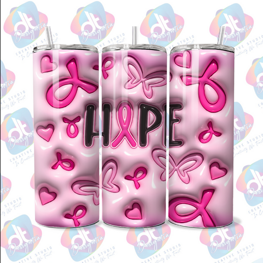 20oz BREAST CANCER 3D PUFF TUMBLER