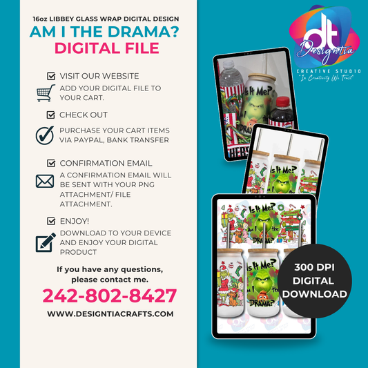 16oz LIBBEY GLASS WRAP DIGITAL DESIGN - AM I THE DRAMA?