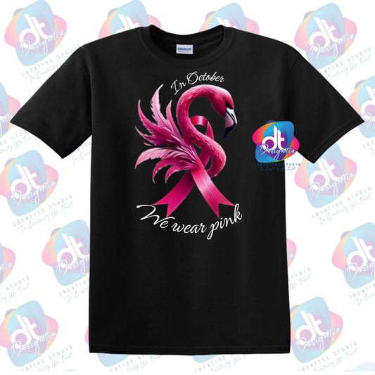 BLACK FLAMINGO BREAST CANCER TEE