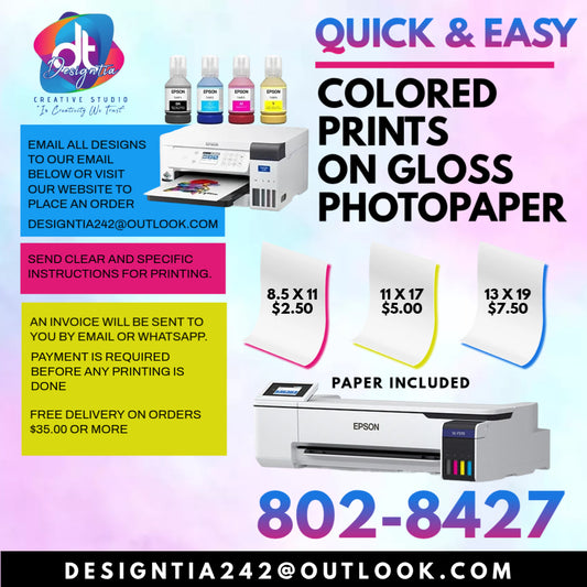 COLORED PRINTS ON GLOSS PHOTOPAPER