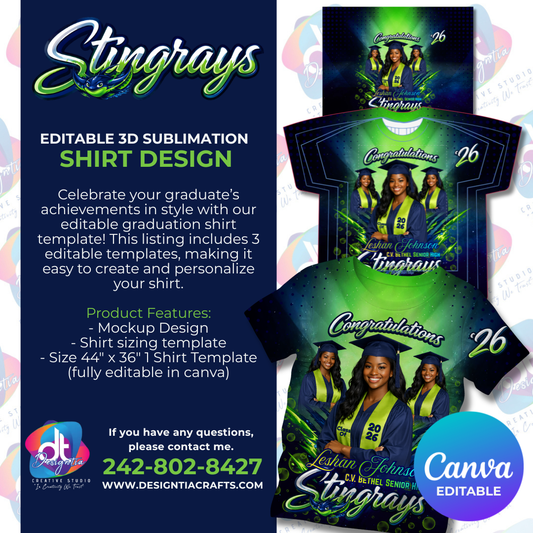 STINGRAYS 3D GRAD DESIGN (TEMPLATE & MOCKUP INCL)