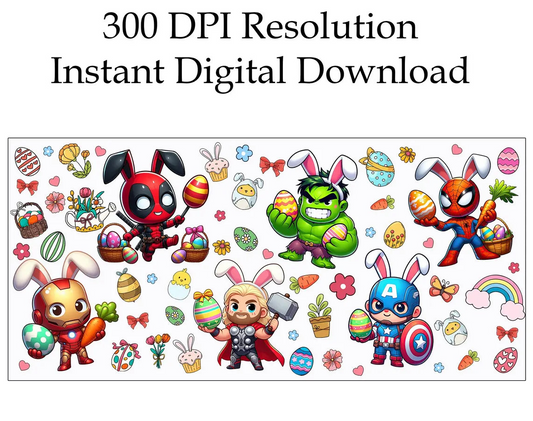 SUPER HERO EASTER GLASS CAN WRAP -16oz WRAP PNG