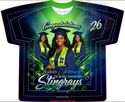 STINGRAYS 3D GRAD DESIGN (TEMPLATE & MOCKUP INCL)